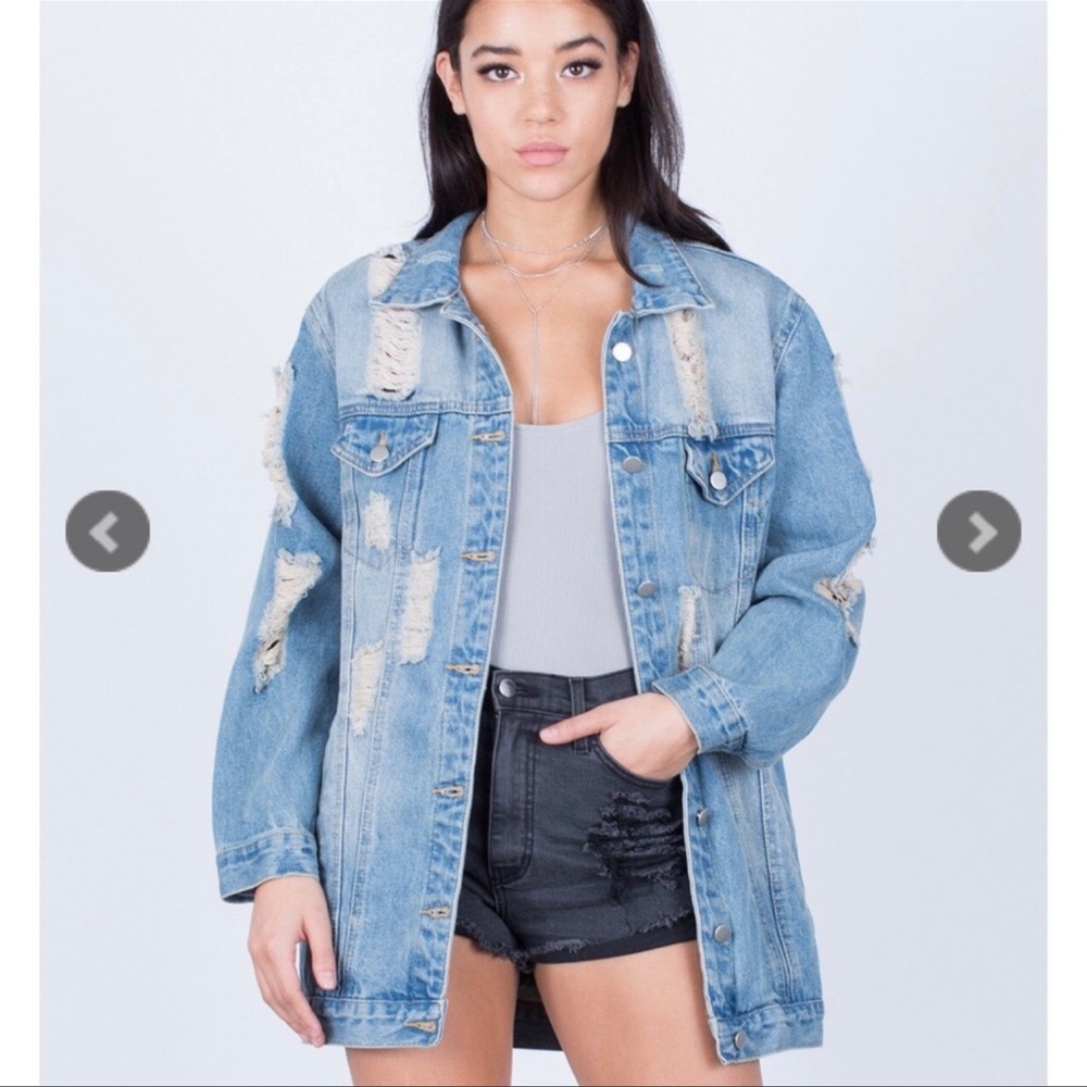 Dance & Marvel Oversized Distressed Denim Jacket